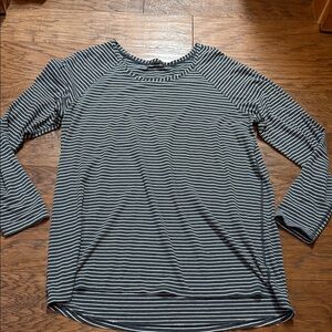 lululemon athletica Black and White Striped Long Sleeve Tee